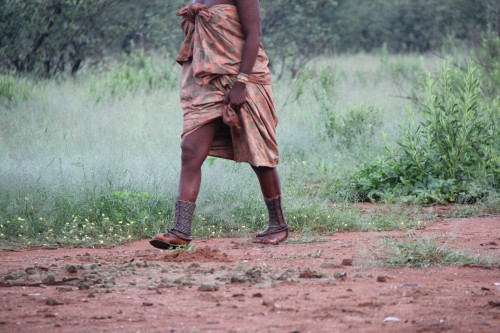 Walking beaded anklets, Otjiheke, Namibia, March 2011.jpg