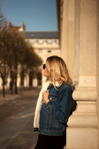 fam jeans,veste en jean fourrée,karine arabian,blog mode,céline vintage,jimmy fairly,joli rouge gradation clarins