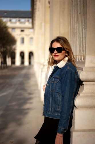 fam jeans,veste en jean fourrée,karine arabian,blog mode,céline vintage,jimmy fairly,joli rouge gradation clarins